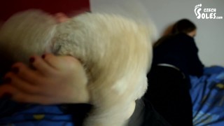 Foot smothering and trampling teddy bear (czech soles, foot domination, femdom, bare feet)