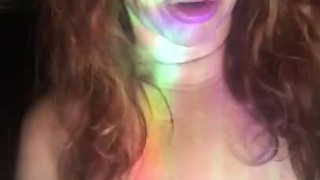 Busty cougar self pleasures after shower smoking pussy fingering lick eat her cum 