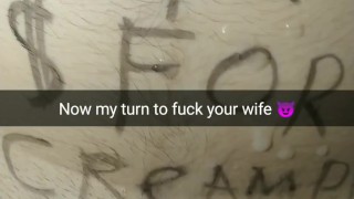 Another man get her turn to fuck my wife in gangbang with no condom!! [Cuckold. Snapchat]
