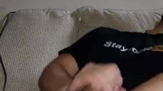 Cute Guy Wanks on the Couch during Quarantine