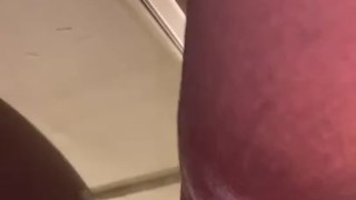 Ebony babe fucks on mirror
