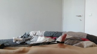 Intense shaking handsfree orgasm with my dick tied up