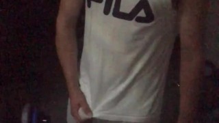 GAS mask ROUGH JERK OFF + MASSIVE CUMSHOT ** SNEAKING in to the GYM in the Night + lockdown belly **