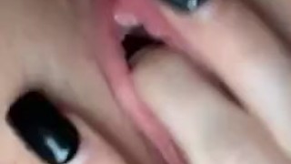 Girl touching and tasting herself