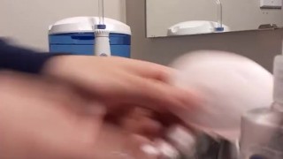 My crazy ass being a good example and washing my hands with TWO types of soap 