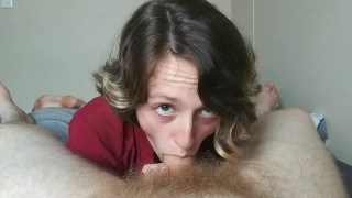 Amateur Ball Sucking Slut gives POV Blowjob
