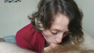 Amateur Ball Sucking Slut gives POV Blowjob