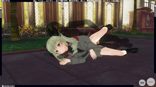 3D HENTAI Girl tanker fucks in the garden