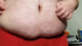 SSBHM Plays with soft furry belly and tits 