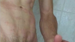Jerking off in the shower