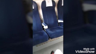 Fun in the train public cum