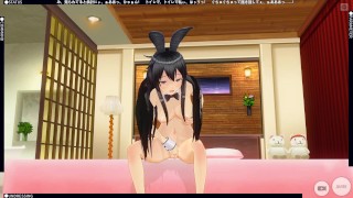3D HENTAI Mai Sakurajima masturbates and cums loudly