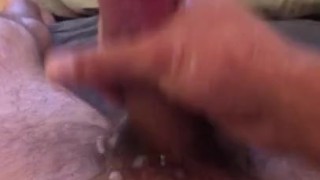Thick cock spraying cum on my stomach 