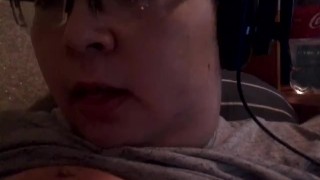 Licking own nipple