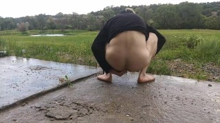 Outdoor anal gaping