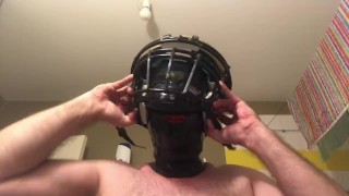 Discovering my new studio gum mask with sports gear