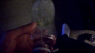 Pissing in a water bottle during a meeting