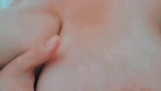 Playing with my tits in the shower