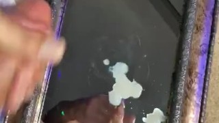 Moaning CUMSHOT on mirror