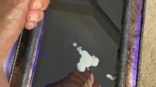 Moaning CUMSHOT on mirror