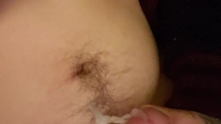 Cum on own stomach