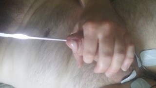 Electric shock and a metal rod in my dick with cumshot