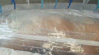 PVC body bag lotion bath plastic heels body suit