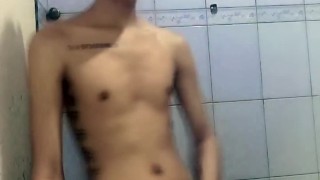 Alex Dy Jerking Off in a Bathroom and Eating His Cum