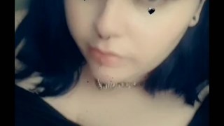 Chubby goth shows you her tits