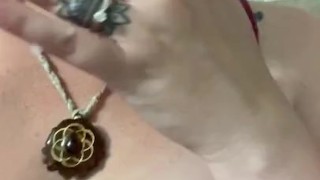Milkymama teases milk filled tits through dress in short clip 