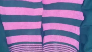 Teen Girl in Striped Socks