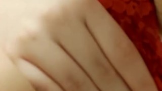 Playing with red panties and nipples