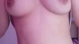 busty amateur asian teen playing with tits for daddy