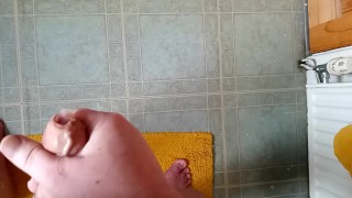 Wank in the bathroom