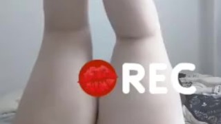 Pale Curvy Goddess has Shaking Legs Moaning Orgasm