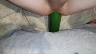 Big cucumber vegetable insertion anal training