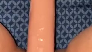 White girl gets pound by cock machine