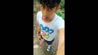 Shaking cum out of fat cock public