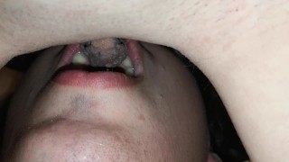 Pee in mouth laying down