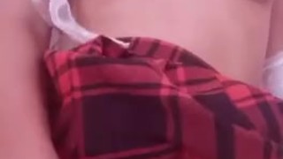naughty schoolgirl finger fucks pussy hard and cums