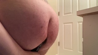 Fuckin my chub ass with a black dildo for the first time in six months