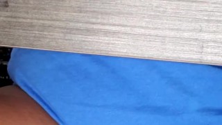 Quick Desperate Piss in my Panties under the table