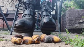 Rocker Boots Banana Stomp | Feet Worship | Feet Pov | Feet Tease ( Whispers )