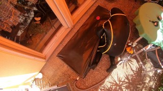 Cyborg get in Vacbed - with inflatable heavy rubber suit in Vacbed