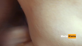 Cum twice inside, fucks tight pussy teen close up, creampie