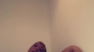 Pink pussy taking brown dildo 