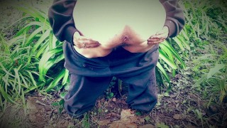 Aussie BBW Pees In Garden With The Birds Chirping 
