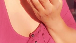 Latina pee and drinks outside (while neighboors smoke next door)