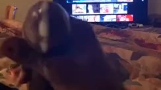 Long black dick cumshot