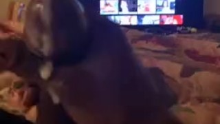 Long black dick cumshot